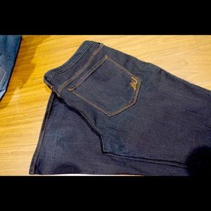 Deep dark blue Stella slim flare low rise jeans from express size 14